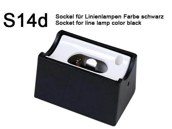 Fassung/Sockel für Linienlampen &  Linestra S14d - schwarz matt - Ansicht 1