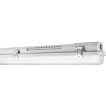 LED Feuchtraumleuchte • 1-flammig • 1200x1Lamp • für T8 LED Röhren 1200mm (Ersetzt 1x36W Leuchtstofflampe)  • grau • IP65 • L1280xB65xH70 mm_view1