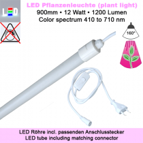 LED GoLeaf Pflanzenleuchte IP65 • Vollspektrumfarbe-kontinuierlich von 410 bis 710 nm • Länge 900mm/90cm/0,9M • 12,0W • 1200lm • 160° • 220-240V/AC 50/60Hz • mit Anschlusskabel TIP65 Serie • Abm. 900mm x Ø29 mm_View1  - Suchbegriff Pflanzen Hanf