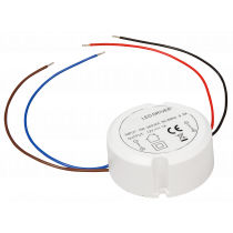 Trafo rund (für Hohlwanddosen) für LED P220-240V/AC - S12V/DC • 0,5-12W /  • Abm. Ø 55mm - H23mm