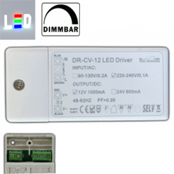 Trafo/Treiber für LED P230V/AC - S12V/DC 1000mA • 1-12W / dimmbar • kleine Abmessungen (LED Vorschaltgeräte)