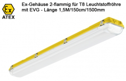 Ex-Schutz Wannenleuchte ATEX Zone II mit EVG  Kategorie 22 • für T8 Röhre Philips 1,50m • 2-flammig • 220-240V/AC 0/50/60Hz • L1578xB145xH101mm • !!! ohne Leuchtmittel !!!